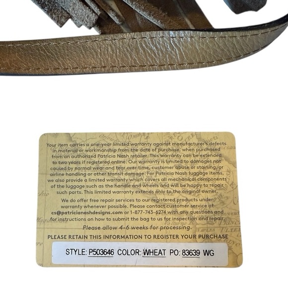 Patricia Nash Large Carrara Drawstring Leather Wheat Crossbody Fringe Western - Picture 13 of 16